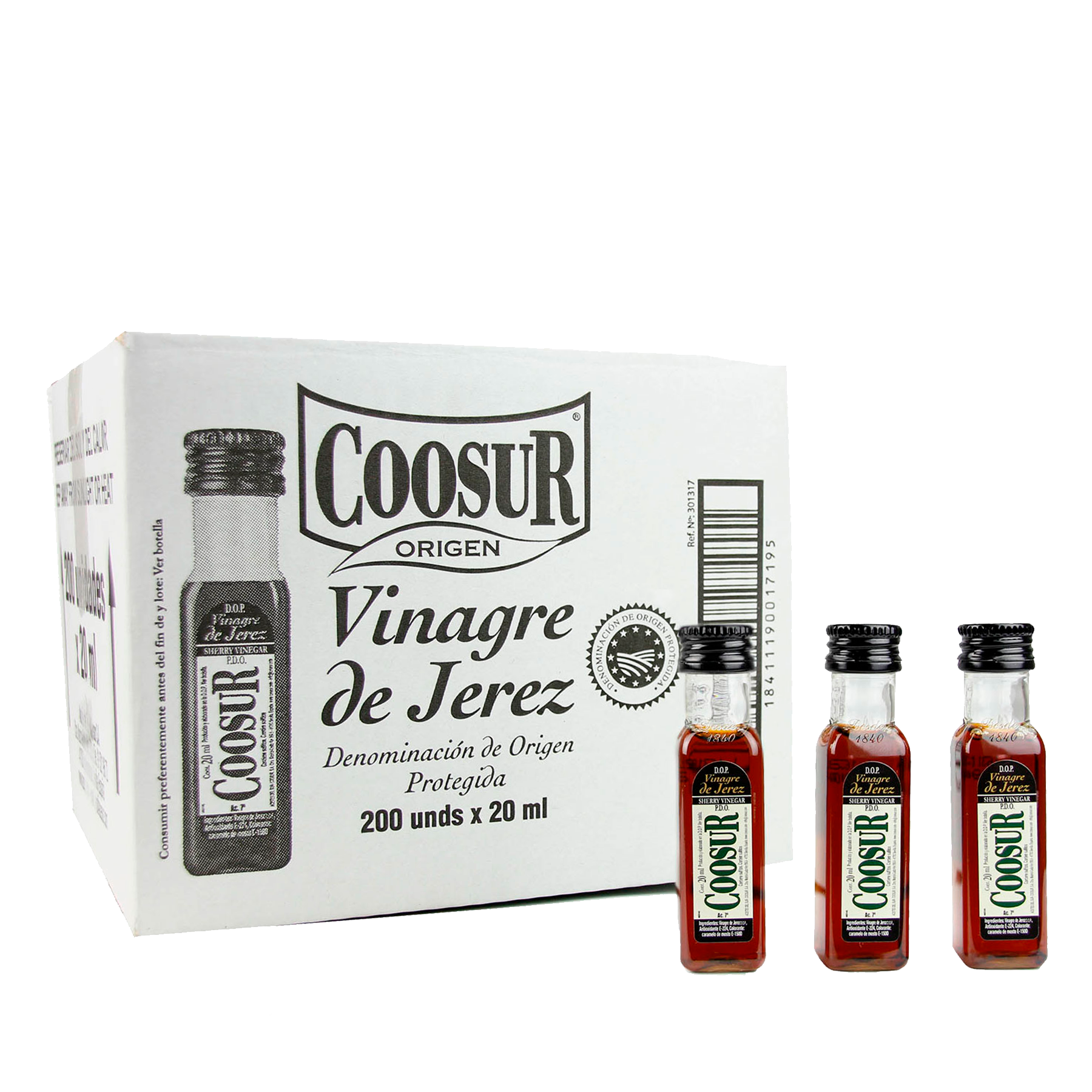 Caja de 200 Miniaturas vinagre de Jerez 20 ml
